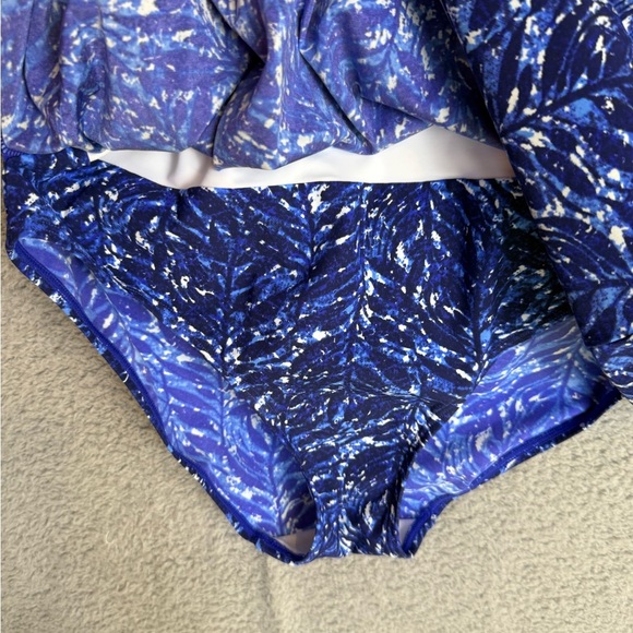 LL bean one piece swim dress blue size 10 long - Picture 3 of 5